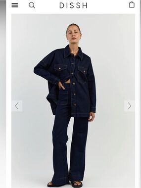 DISSH Peri Denim Dark Wash Indigo Oversized Shirt Jacket Size Size 8